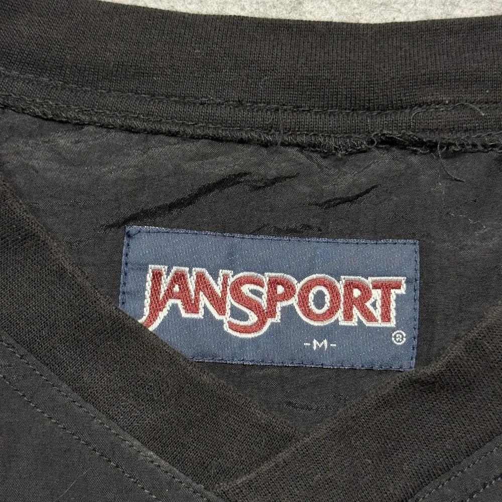 Jansport Windbreaker Pullover Men M Black Solid Nylon Iowa Hawkeyes V-Neck
